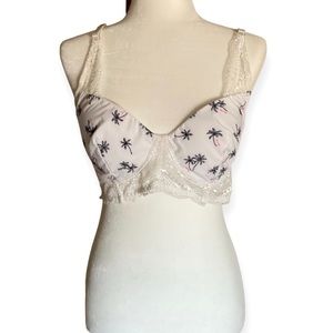 NWOT Bralette size 2XL White Lace Palm Trees